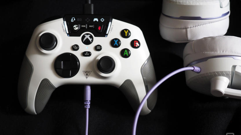 Turtle Beach Recon Controller in white with white headset plugged into it