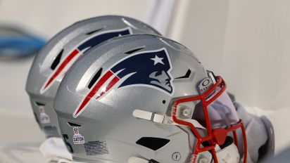 Getty Images - FOXBOROUGH, MA - OCTOBER 8: The New England Patriots logo is seen on a helmet during the game between the New England Patriots and the New Orleans Saints at Gillette Stadium on October 8, 2023 in Foxborough, Massachusetts.(Photo By Winslow Townson/Getty Images)