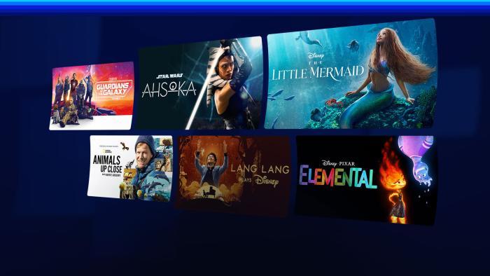 The Disney Plus basic subscription includes access to the pictured content including Ahsoka, the live-action Little Mermaid and Pixar's Elemental. 