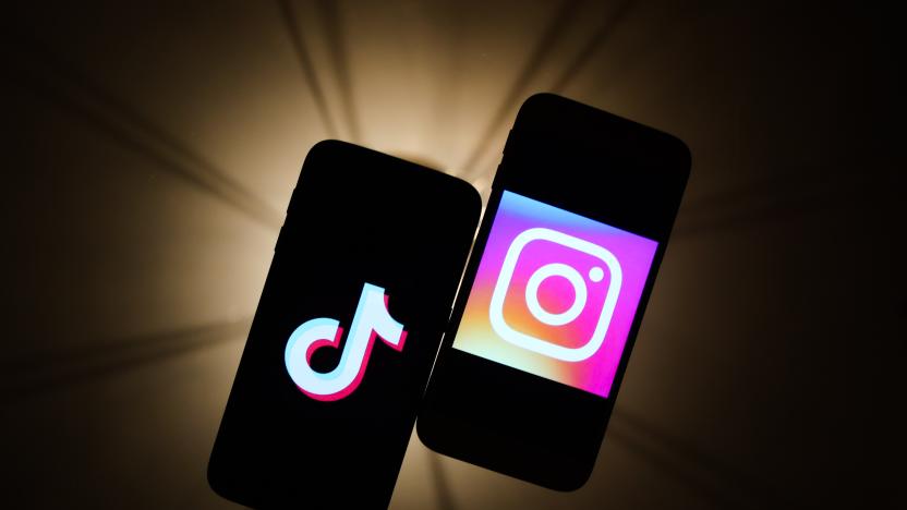 TikTok and Instagram logos are seen displayed on a phone screens in this illustration photo taken in Krakow, Poland on November 14, 2019.  (Photo by Jakub Porzycki/NurPhoto via Getty Images)