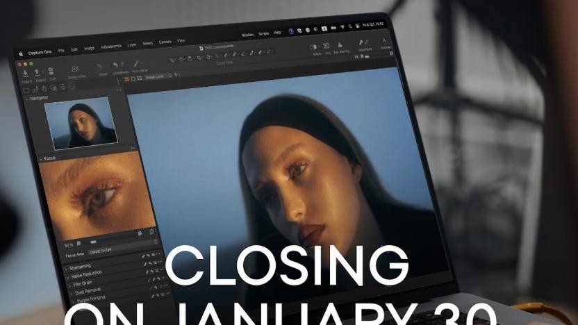 An ad showing a computer with the software open and an image of a lady with text noting the app shuts down on January 30.