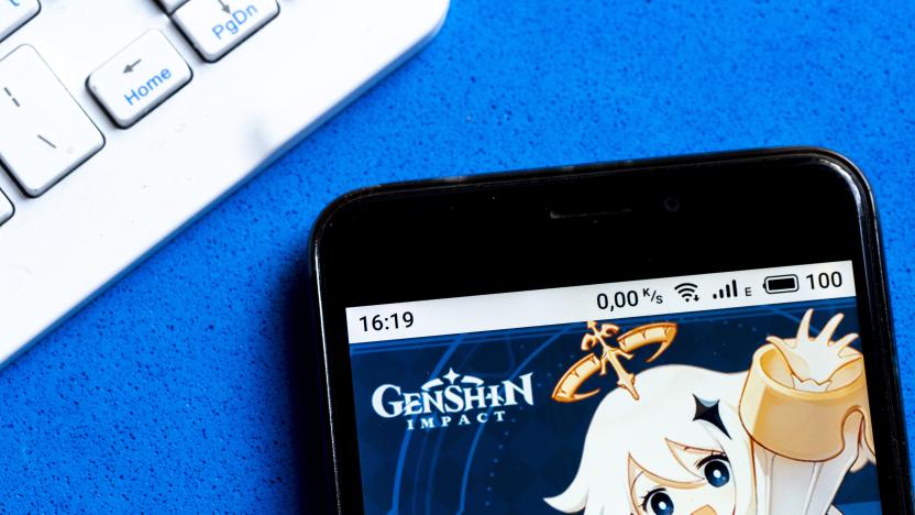 UKRAINE - 2020/10/04: In this photo illustration a Genshin Impact app by miHoYo Limited logo is seen displayed on a smartphone. (Photo Illustration by Igor Golovniov/SOPA Images/LightRocket via Getty Images)