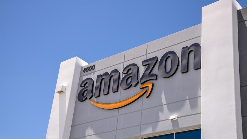 Las Vegas,Nevada, United States - June 18, 2020: Amazon fulfillment center exterior shot in North Las Vegas Nevada USA . Amazon is the most famous on-line shopping company in the world.
