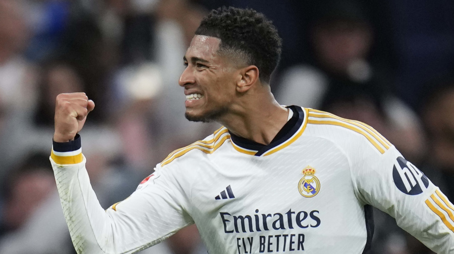 Associated Press - Real Madrid's Jude Bellingham celebrates at the end of the Spanish La Liga soccer match between Real Madrid and Barcelona at the Santiago Bernabeu stadium in Madrid, Spain, Sunday, April 21, 2024. (AP Photo/Manu Fernandez)