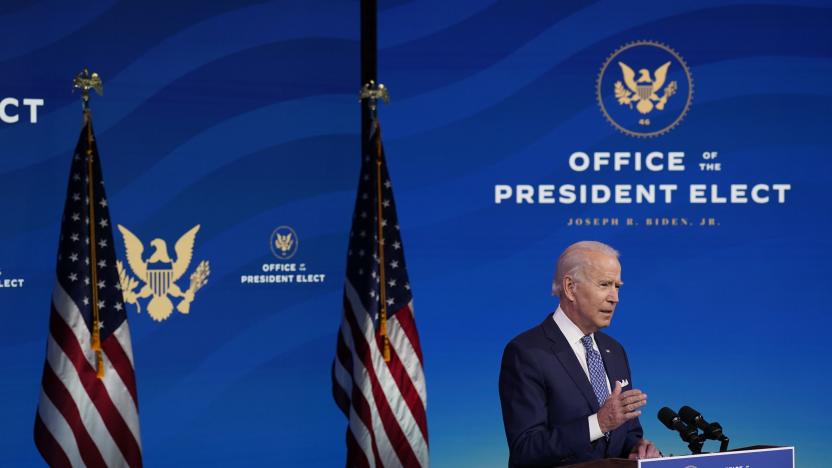 President-elect Joe Biden speaks at The Queen Theater in Wilmington, Del., Tuesday, Dec 22, 2020. (AP Photo/Carolyn Kaster)