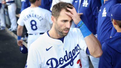 Getty Images - LOS ANGELES, CALIFORNIA - APRIL 16: Dodgers Chris Taylor in the dugout during a game against the Nationals at Dodger Stadium Tuesday. (Wally Skalij/Los Angeles Times via Getty Images)