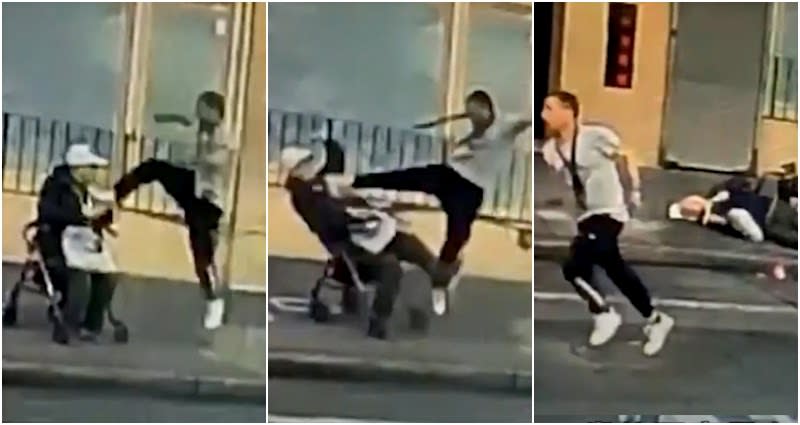 Elderly Asian man who was kicked while in his walker at the beginning of COVID f..