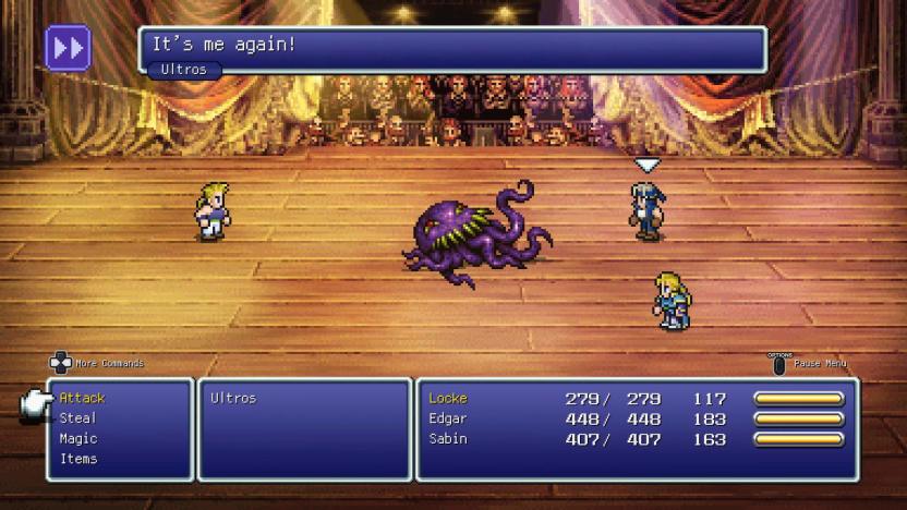 A screenshot of the pixel perfect remaster for Final Fantasy VI.