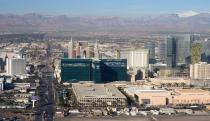 LAS VEGAS, NEVADA - FEBRUARY 16: A general overall aerial view of the MGM Grand hotel and casino on the Las Vegas strip on February 16, 2024 in Las Vegas, Nevada. (Photo by Kirby Lee/Getty Images)