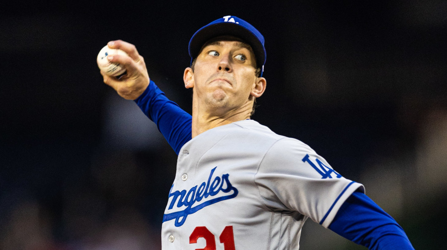 Getty Images - WASHINGTON, DC - MAY 24:  Walker Buehler #21 of the Los Angeles Dodgers pitches during a game against the Washington Nationals at Nationals Park on May 24, 2022 in Washington, DC (Photo by Rob Tringali/SportsChrome/Getty Images)