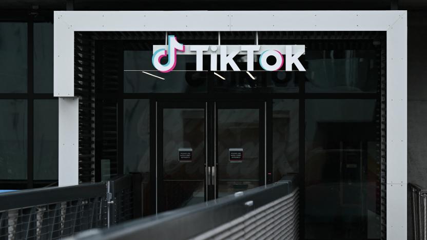 The TikTok logo is displayed outside TikTok social media app company offices in Culver City, California, on March 16, 2023. - China urged the United States to stop "unreasonably suppressing" TikTok on March 16, 2023, after Washington gave the popular video-sharing app an ultimatum to part ways with its Chinese owners or face a nationwide ban. (Photo by Patrick T. Fallon / AFP) (Photo by PATRICK T. FALLON/AFP via Getty Images)