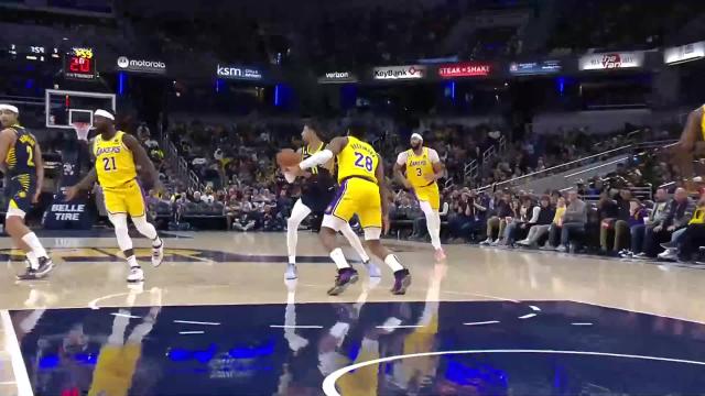 Tyrese Haliburton with an assist vs the Los Angeles Lakers