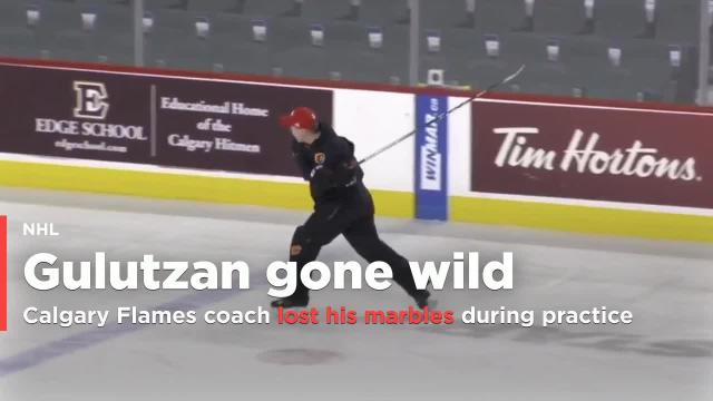 Watch: Glen Gulutzan loses marbles, stick during Flames practice