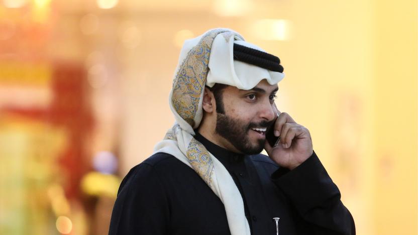 DOHA, QATAR - DECEMBER 11, 2017: A Muslim man talks on the phone at Villaggio Mall. Valery Sharifulin/TASS (Photo by Valery Sharifulin\TASS via Getty Images)