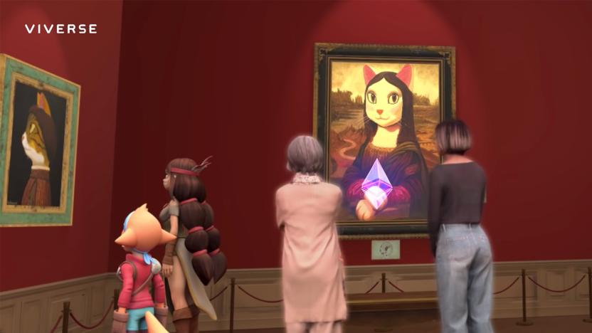 Browsing NFT art in HTC Viverse metaverse