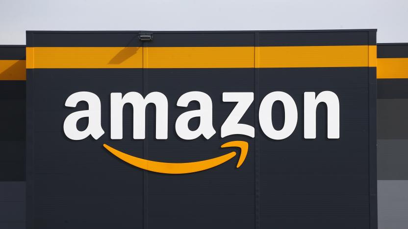 BRETIGNY-SUR-ORGE, FRANCE - APRIL 21: The logo of Amazon is seen on the facade of the company logistics center on April 21, 2020 in Bretigny-sur-Orge, France. The French government has ordered the American e-commerce giant Amazon to take measures at four of its sites in France to better protect employees against Covid-19. This Tuesday, the Versailles Court of Appeal examined the appeal filed by Amazon against a decision requiring it to restrict its activity in France during this period of confinement. Amazon Logistique France has finally decided to close all of its warehouses pending the decision of the Versailles Court of Appeal, which will be made on Friday April 24. The Coronavirus (COVID-19) pandemic has spread to many countries across the world, claiming over 171,000 lives and infecting over 2.5 million people. (Photo by Chesnot/Getty Images)