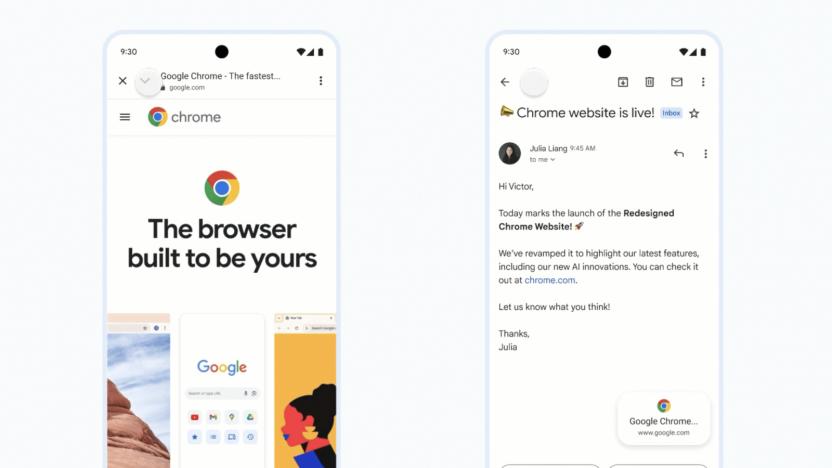 Screenshots showing in-app Chrome browser.