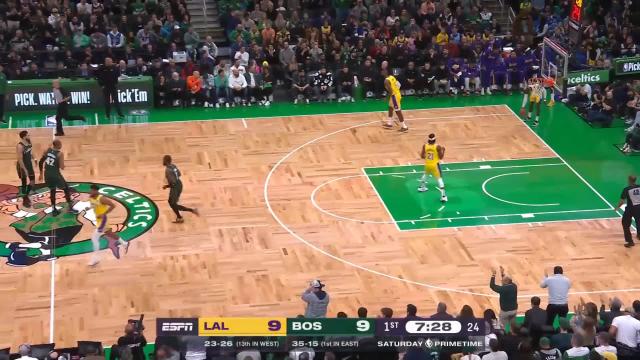 Jaylen Brown with a dunk vs the Los Angeles Lakers