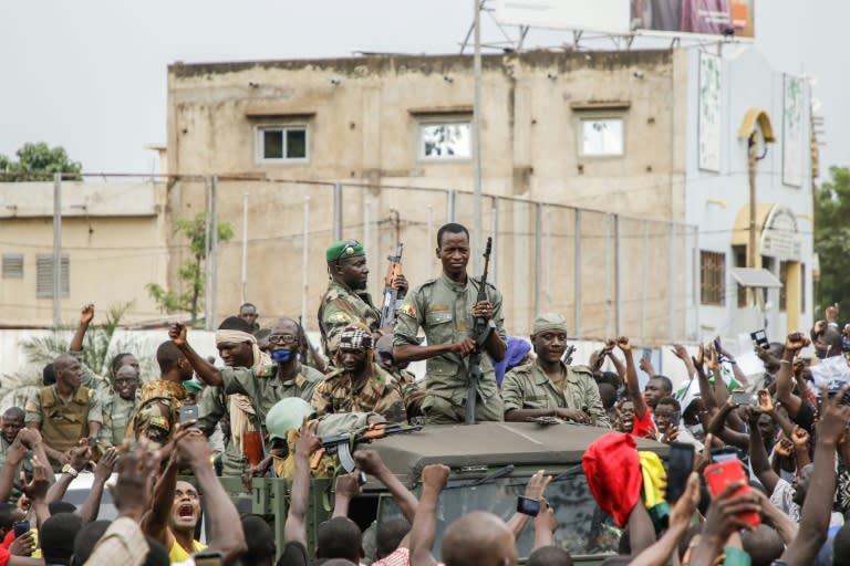 Troops were cheered by crowds as they arrived at Independence Square in Bamako