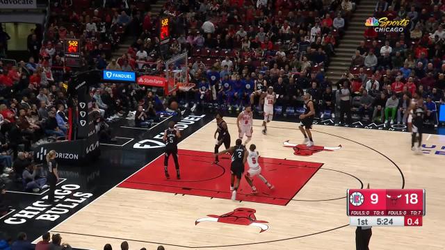 Coby White with a 3-pointer vs the LA Clippers