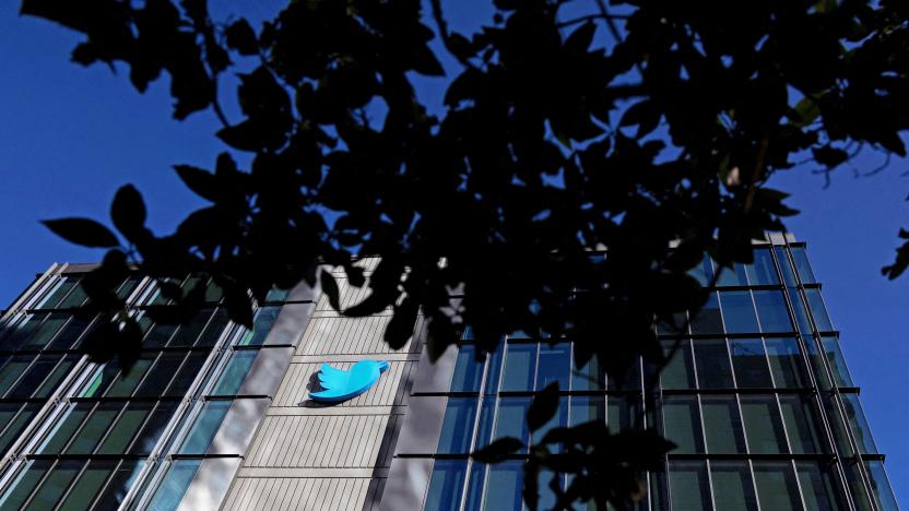 A view of the Twitter logo at its corporate headquarters in San Francisco, California, U.S. November 18, 2022. 