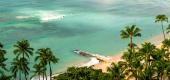 Normally packed Waikiki Beach in Honolulu has seen many fewer travelers since the onset of the coronavirus pandemic, Oct. 22, 2020. (Getty Images)