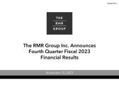 The RMR Group Inc. Announces Fourth Quarter Fiscal 2023 Results