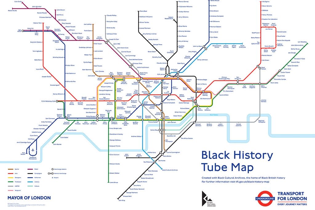 Map Of The Tube Tube Map Redesigned By Tfl To Mark Black History Month