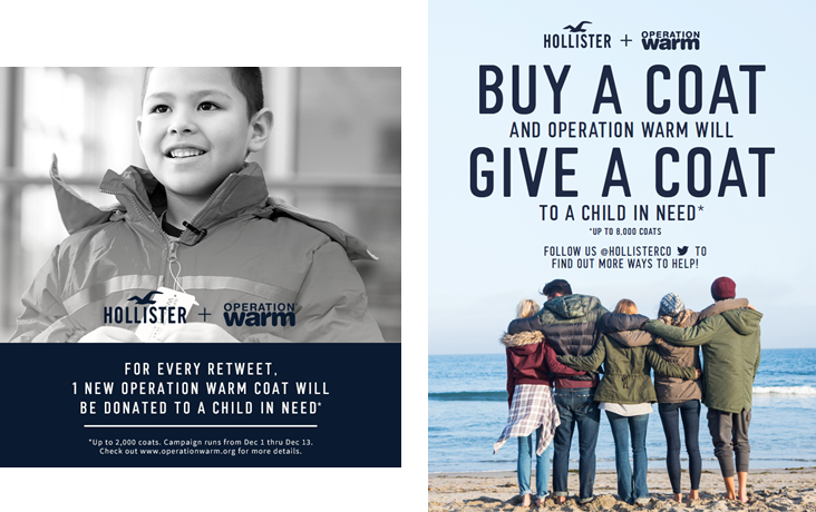 HOLLISTER AND OPERATION WARM TEAM UP FOR COAT DONATION PROGRAM THIS HOLIDAY  SEASON