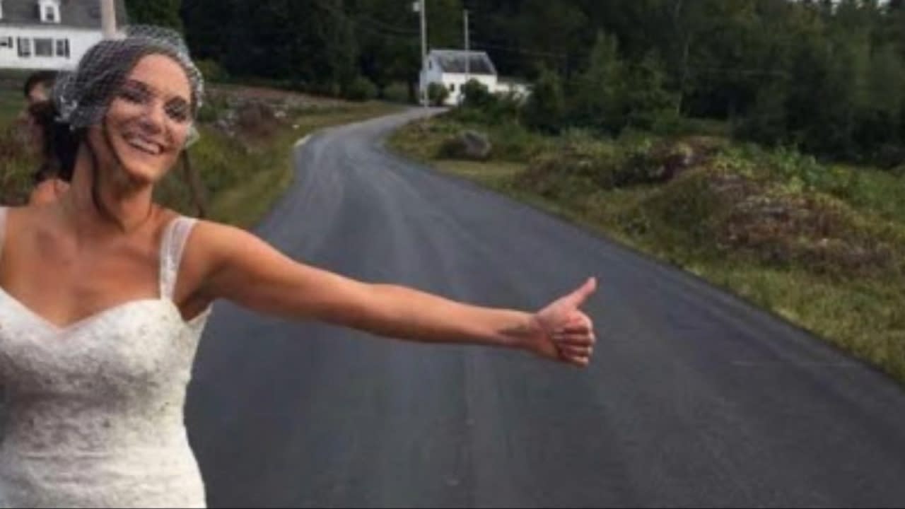 Bride Hitchhikes to Her Own Wedding After Limo Gets Flat Tire