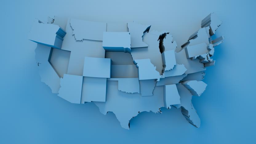 Map, USA, Blue, Geographical Locations, Loopable Elements
