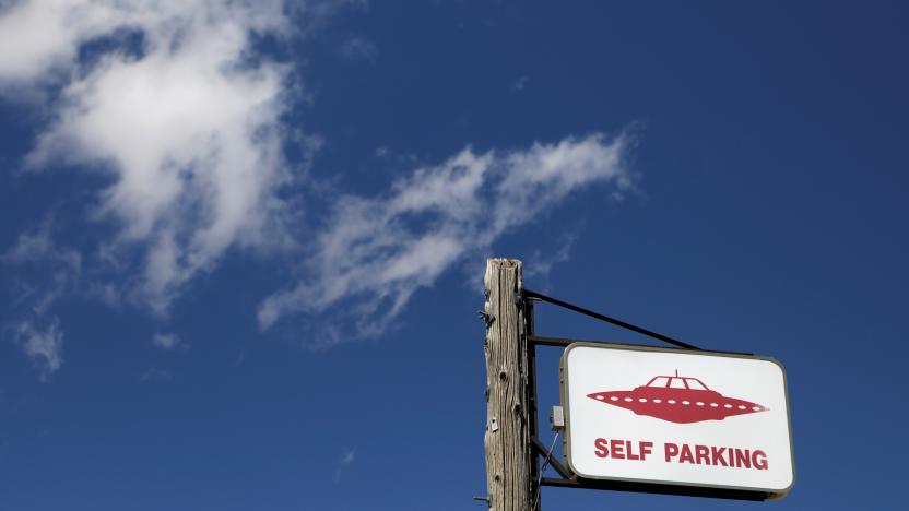 A parking sign at the Little A'Le'Inn as an influx of tourists responding to a call to 'storm' Area 51, a secretive U.S. military base believed by UFO enthusiasts to hold government secrets about extra-terrestrials, is expected in Rachel, Nevada, U.S. September 19, 2019. REUTERS/Jim Urquhart