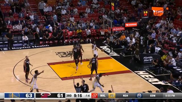 Klay Thompson with an and one vs the Miami Heat