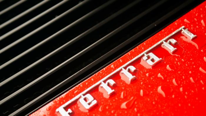 The Ferrari Insignia is seen at the back of a Ferrari Testarossa during a media tour of the Fullerton Concours d'Elegance in Singapore June 29, 2018. REUTERS/Loriene Perera