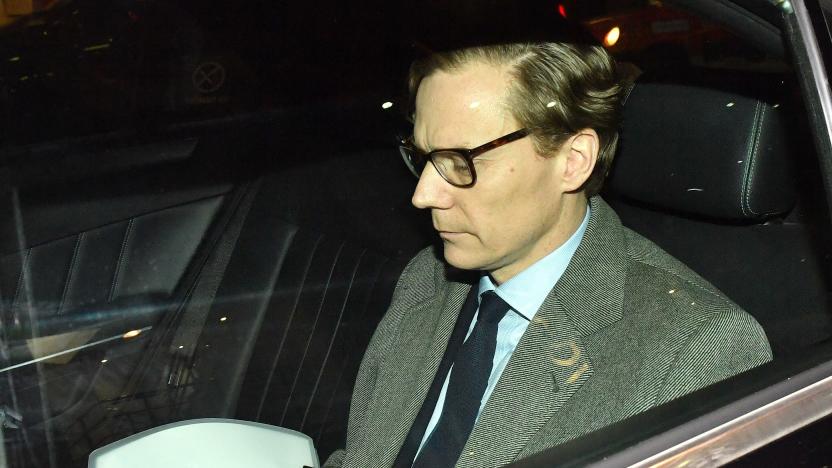 Chief Executive of Cambridge Analytica (CA)Alexander Nix, leaves the offices in central London, as the data watchdog is to apply for a warrant to search computers and servers used by CA amid concerns at Westminster about the firm's activities. (Photo by Dominic Lipinski/PA Images via Getty Images)