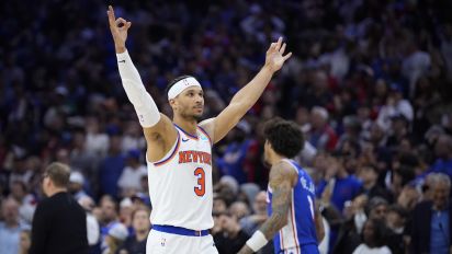 Associated Press - New York Knicks' Josh Hart reacts during the second half of Game 6 in an NBA basketball first-round playoff series against the Philadelphia 76ers, Thursday, May 2, 2024, in Philadelphia. (AP Photo/Matt Slocum)