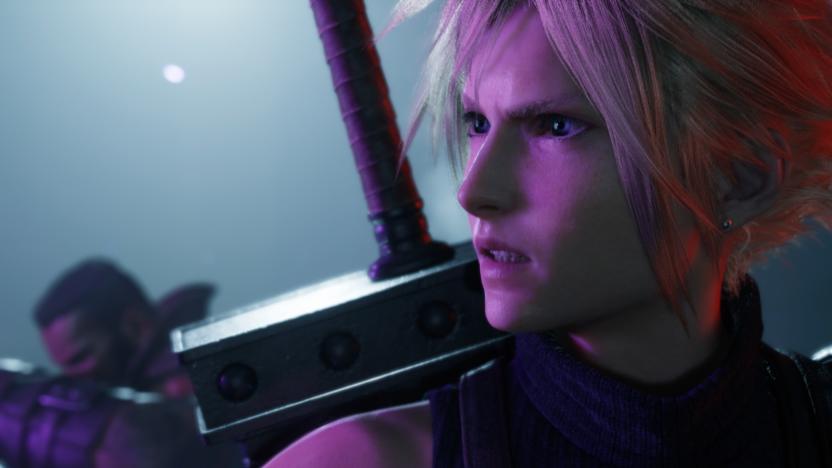 A screenshot of the upcoming Final Fantasy VII Remake: Rebirth showing the character Cloud in foreground. 
