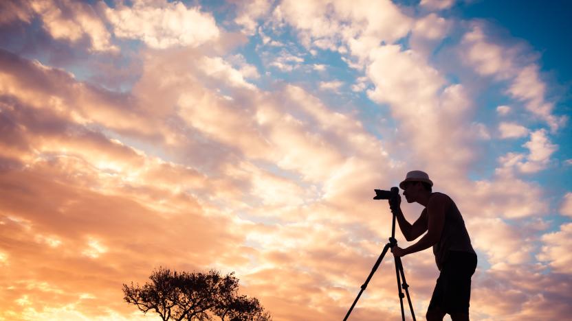 Male photographer taking photos in a beautiful nature setting