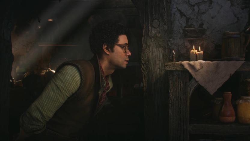 Richard Ayoade plays a giant who stares down a human-sized opponent in 'Fable.'