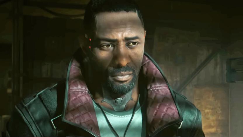 A still from the video game 'Cyberpunk 2077: Phantom Liberty' showing a character modeled after actor Idris Elba.