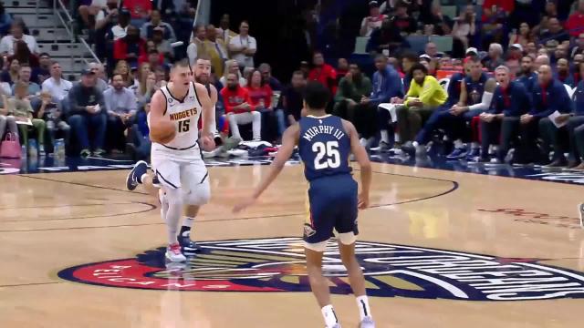 Nikola Jokic with an and one vs the New Orleans Pelicans