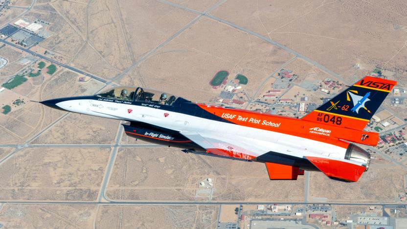 The X-62A VISTA Aircraft flying above Edwards Air Force Base, California. 