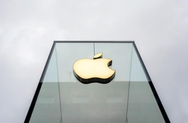 MILAN, ITALY - SEPTEMBER 22: The Apple logo outside the Apple Store Milan on September 22, 2023 in Milan, Italy. After Apple's announcement of the iPhone 15 series on September 12, including the iPhone 15, iPhone 15 Plus, iPhone 15 Pro, and iPhone 15 Pro Max, the highly anticipated lineup is now available for in-store pickup starting today. 