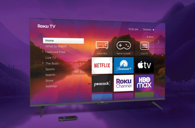 Side profile of an LCD Roku TV.