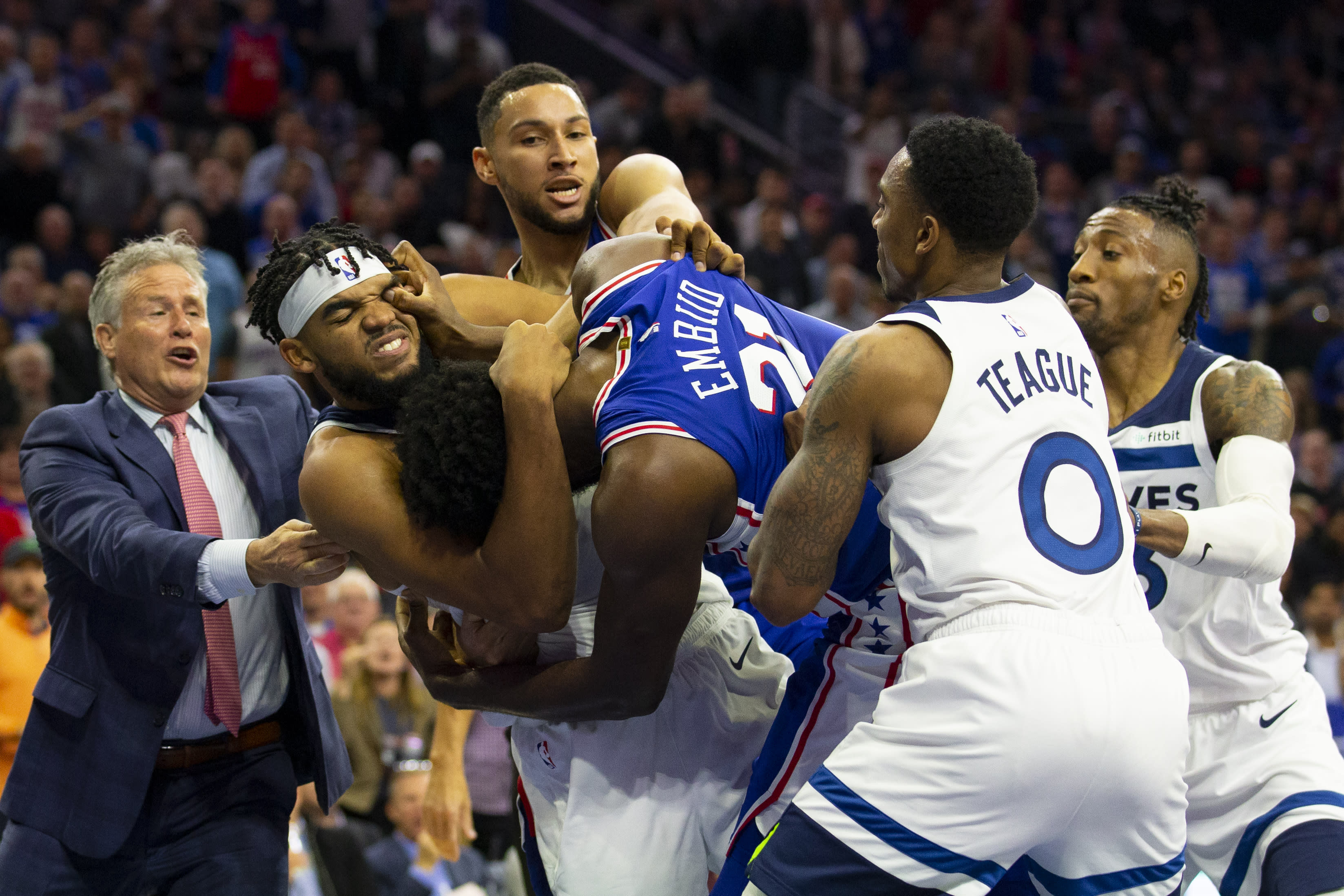 Joel Embiid and Karl-Anthony Towns fight: What happened