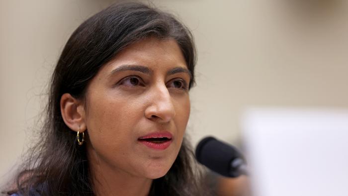 Federal Trade Commission (FTC) Chair Lina Khan testifies before a House Judiciary Committee hearing on "Oversight of the Federal Trade Commission," on Capitol Hill in Washington, U.S., July 13, 2023. 