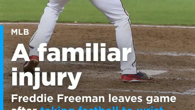 Braves 1B Freddie Freeman leaves game after taking pitch to same wrist he broke in 2017