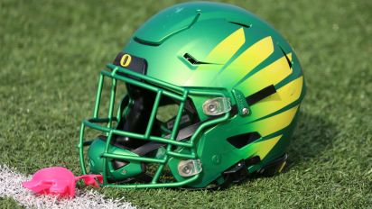 Getty Images - MOBILE, AL - FEBRUARY 01: A general view of an Oregon Ducks helmet during the National team practice for the Reese's Senior Bowl on February 1, 2024 at Hancock Whitney Stadium in Mobile, Alabama.  (Photo by Michael Wade/Icon Sportswire via Getty Images)