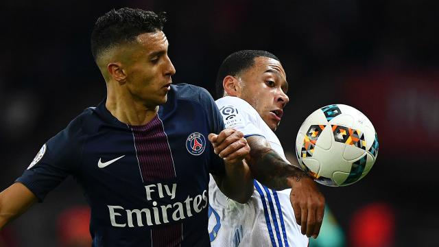 Memphis Depay Marquinhos PSG Lyon Ligue 1 19032017