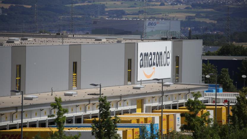 KOBERN-GONDORF, GERMANY - JUNE 29: A general view of an Amazon warehouse is pictured during the coronavirus pandemic on June 29, 2020 in Kobern-Gondorf near Koblenz, Germany. The Verdi labor union has called for strikes at six Amazon warehouse across Germany in order to put pressure on the company over an ongoing disagreement over pay as well as improving workplace conditions to help prevent outbreaks of the coronavirus. Approximately 40 Amazon employees tested positive recently for Covid-19 infection at an Amazon warehouse in Bad Hersfeld. (Photo by Andreas Rentz/Getty Images)